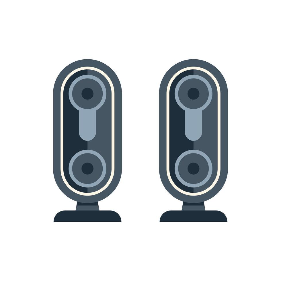 Pair of audio speakers standing on white background vector
