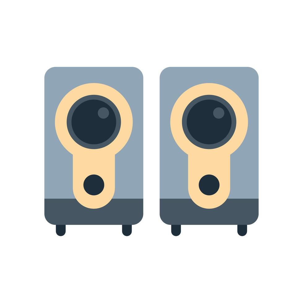 Pair of studio monitor speakers standing on white background vector
