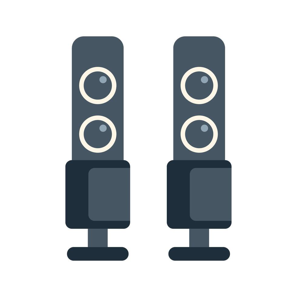 Pair of audio speakers standing on the floor is playing music vector