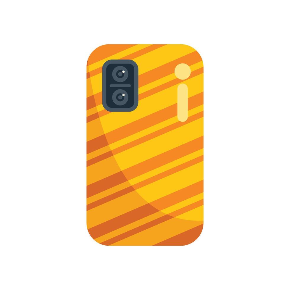 Back view of yellow striped smartphone with camera lens showing vector