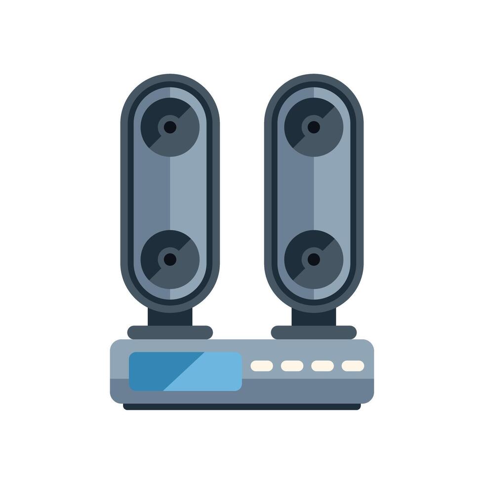 Music system playing loud music with powerful stereo speakers vector