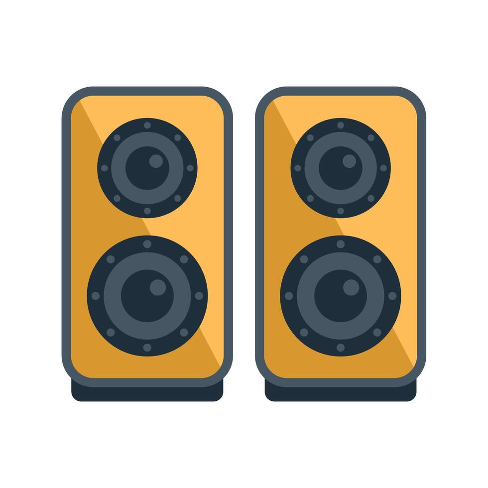 Two audio speakers standing isolated on white background vector