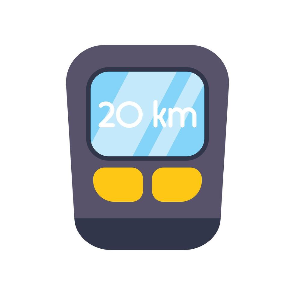 Electronic bike computer showing distance travelled cycling tracker device vector