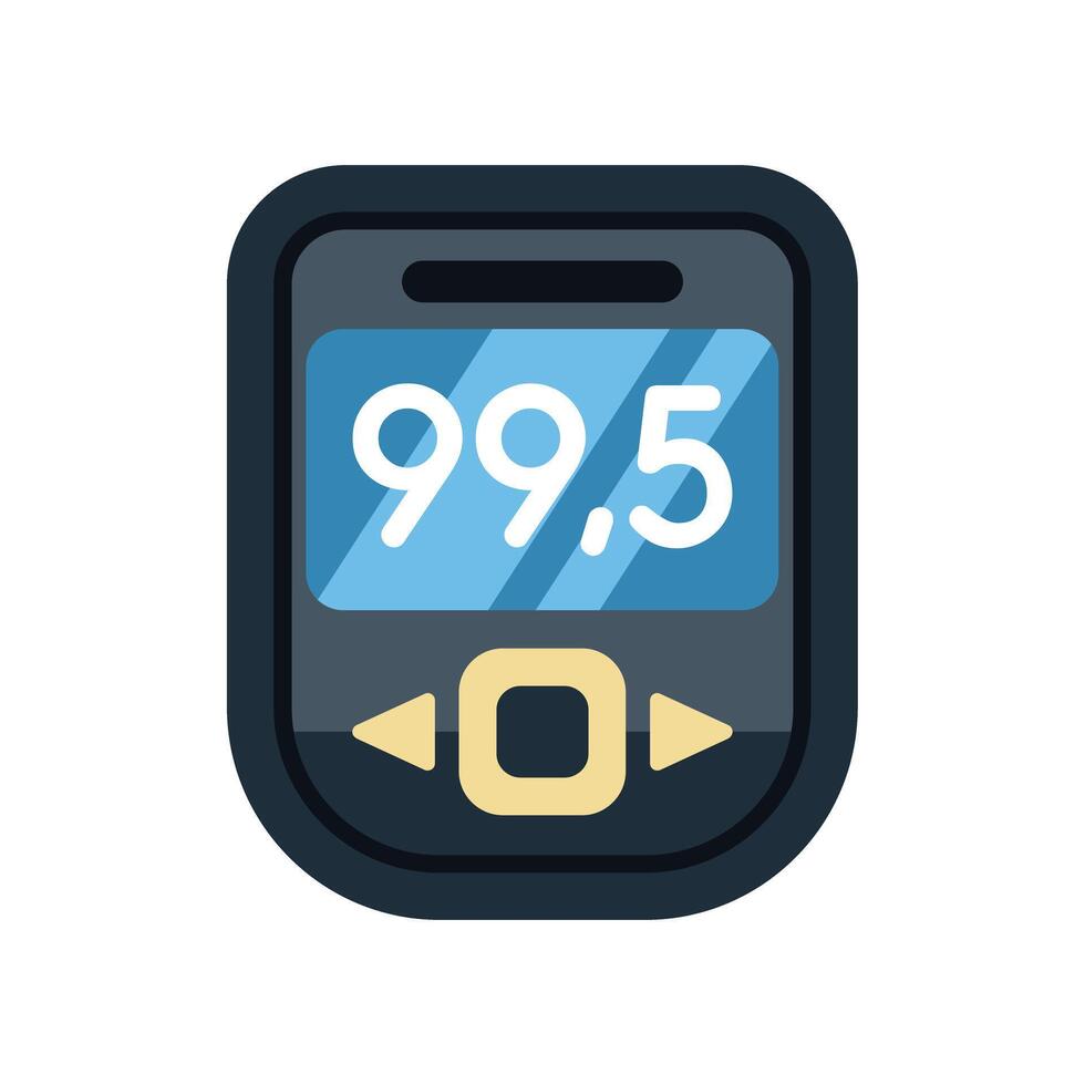 Glucose meter showing blood sugar level, diabetes management device vector