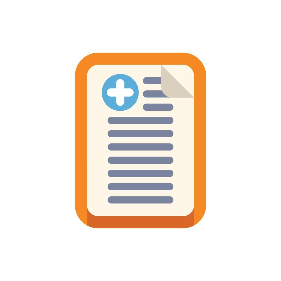 Orange clipboard showing medical report with cross symbol for healthcare vector