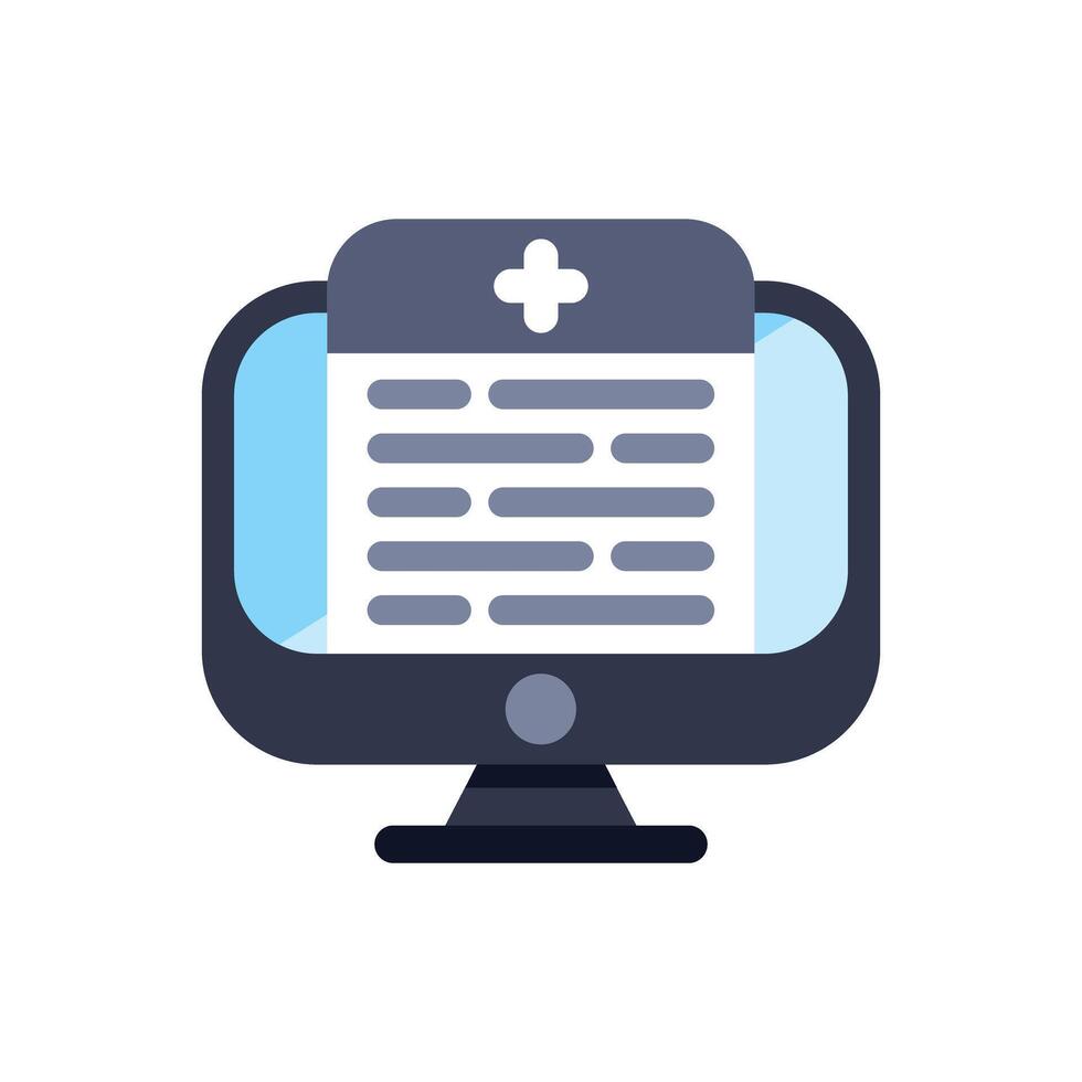 Online medical record displaying on computer screen icon vector