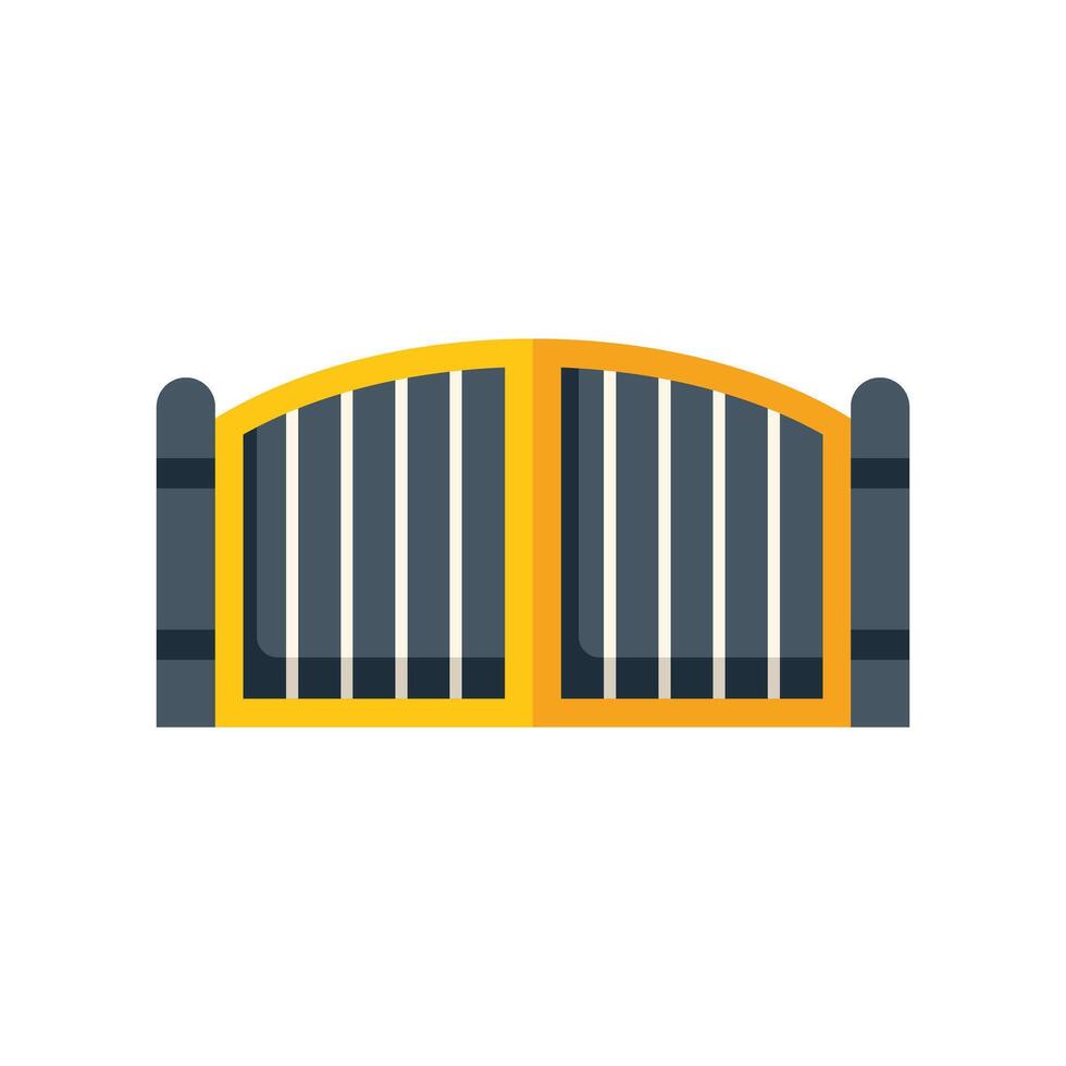 Modern automatic sliding gate protecting modern house entrance vector