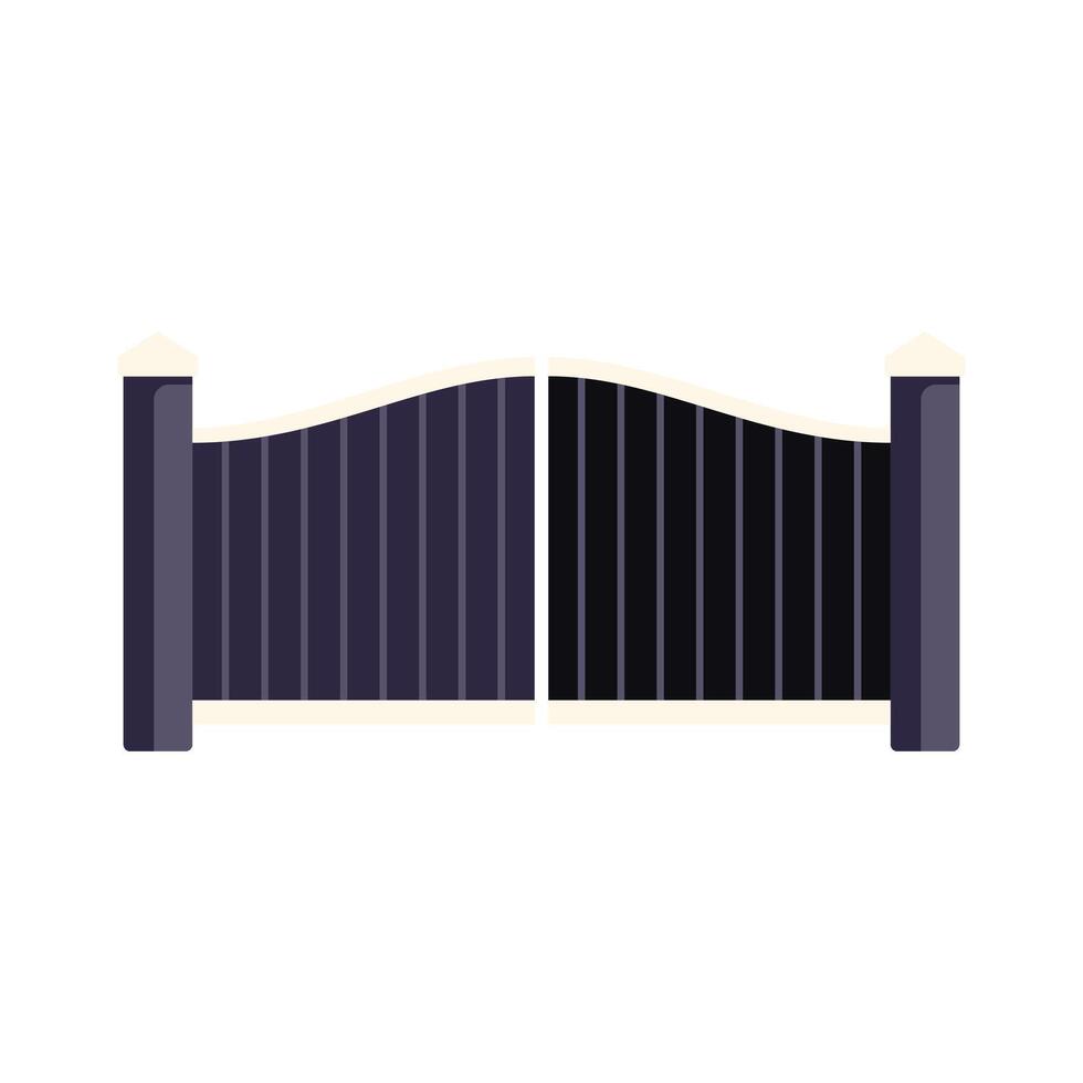 Black wrought iron gate protecting private property vector