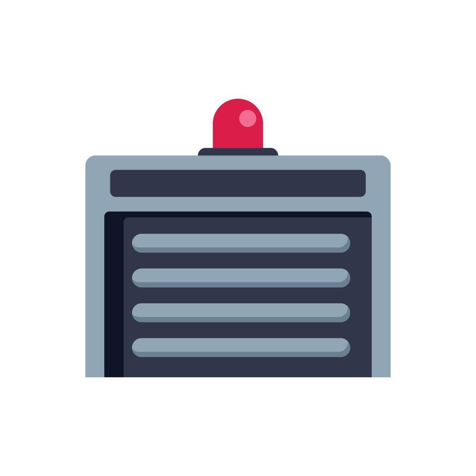 Garage door is closing with red siren light flashing vector