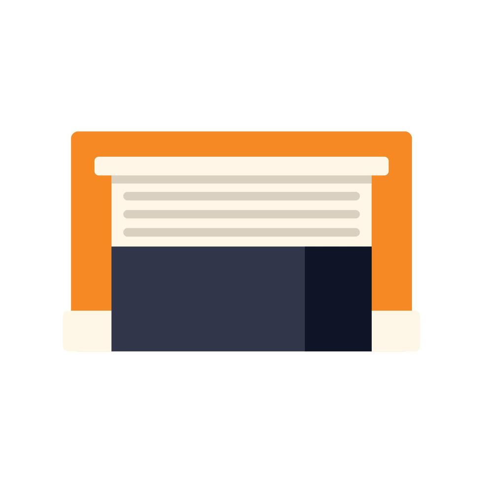 Automatic garage door with orange frame closing vector