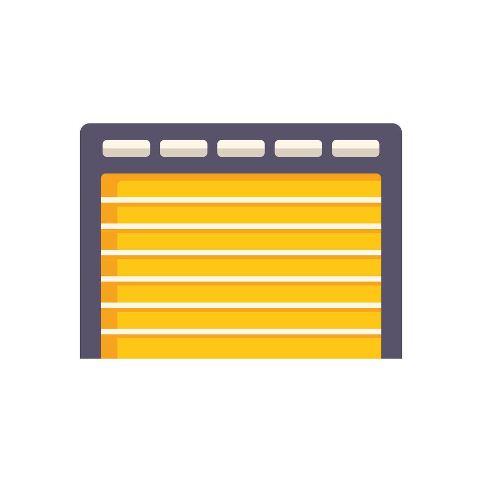 Yellow automatic garage door closing with white lines on a white background vector