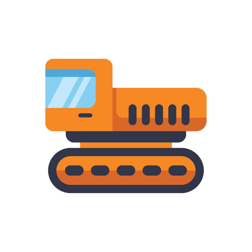 Orange crawler transporting cargo in flat design vector