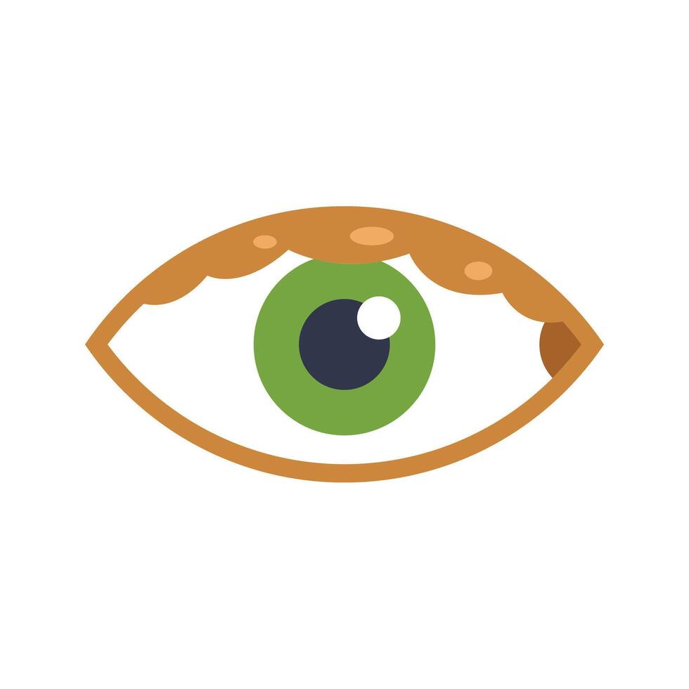 Green open eye looking upwards with long lashes vector