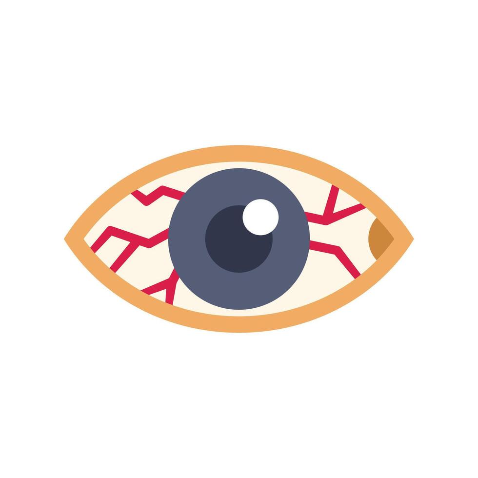Human eyeball showing red veins minimalist icon vector