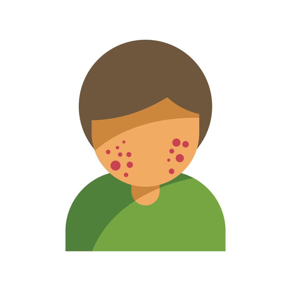 Young man having chickenpox suffering from skin rash vector