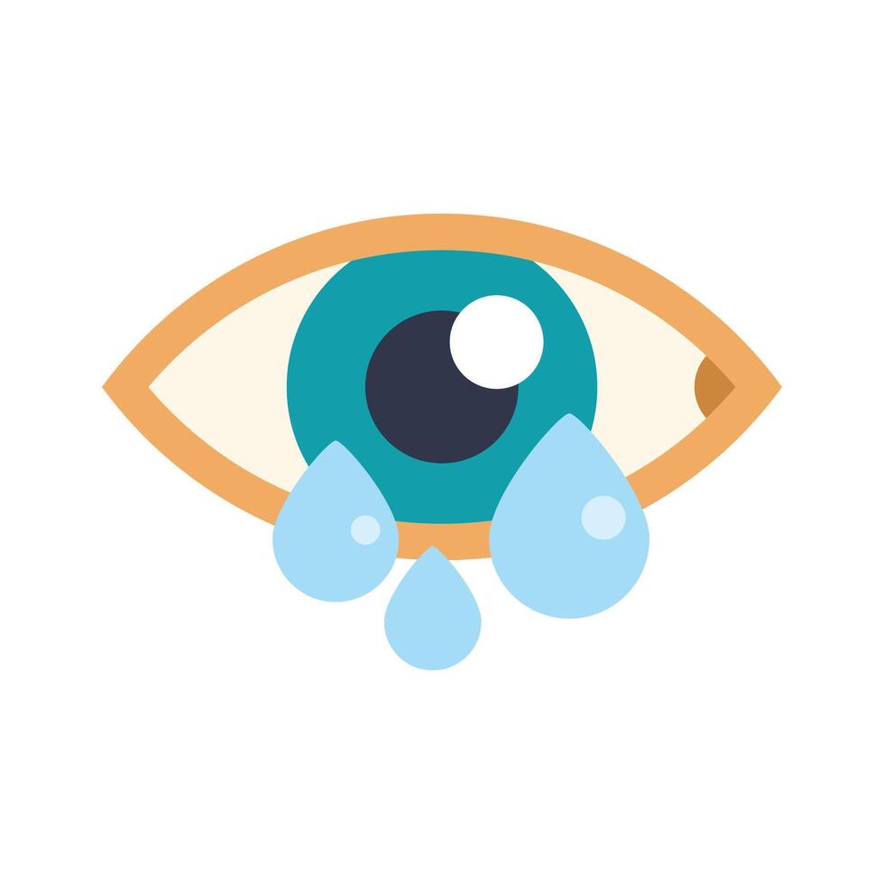 Human eye shedding tears expressing sadness emotion vector