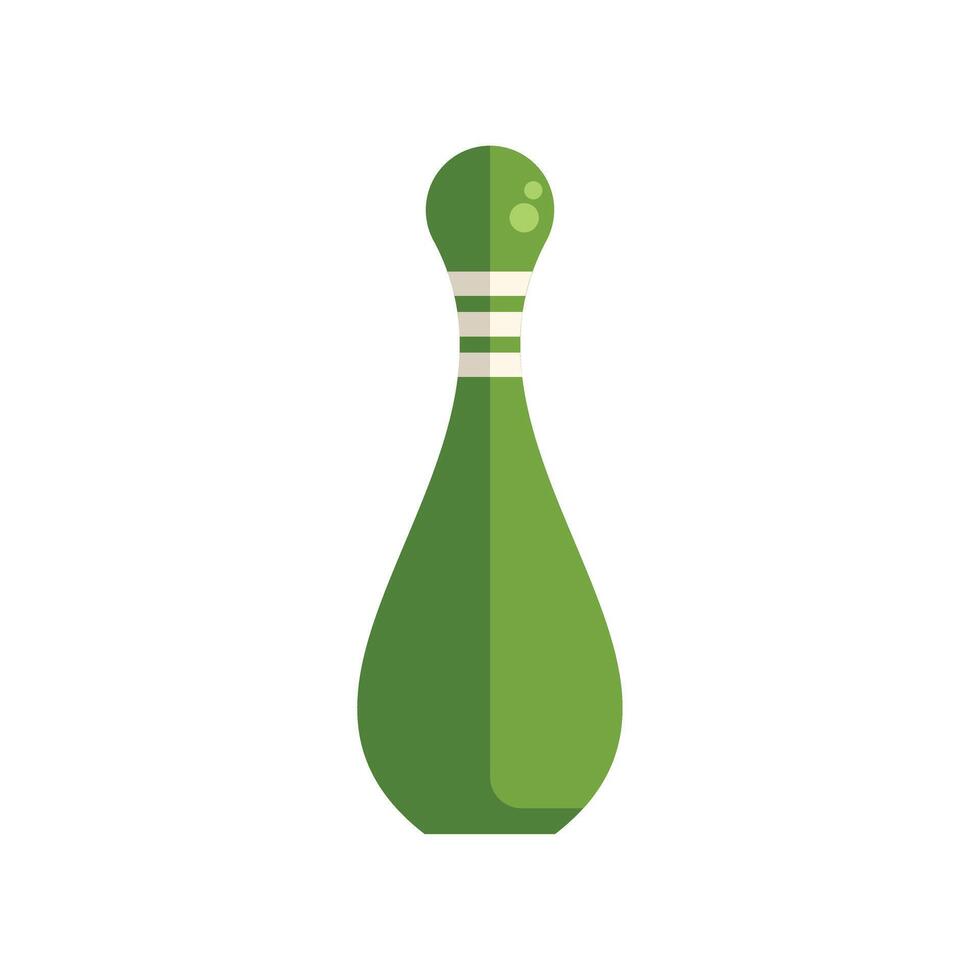 Green bowling pin standing upright on white background vector