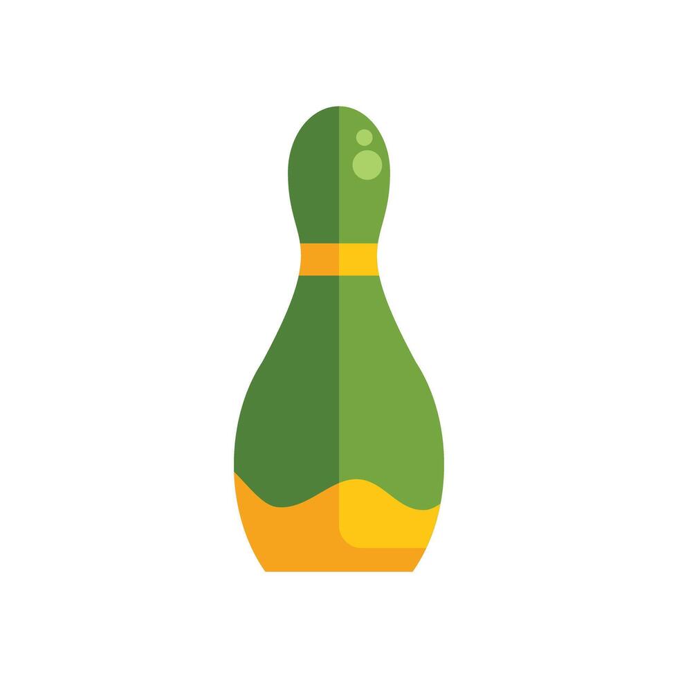 Green bowling pin standing up on white background vector