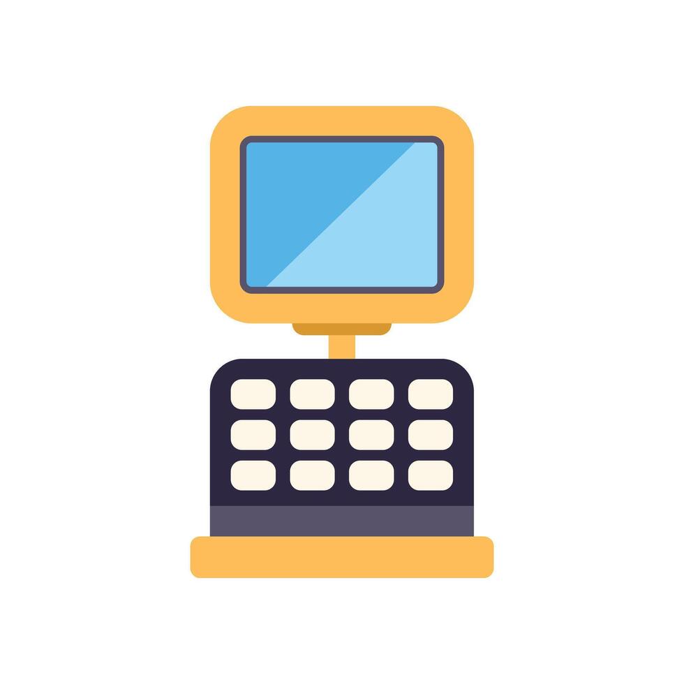 Electronic cash register showing empty screen standing on counter vector