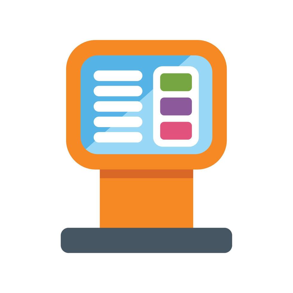 Information kiosk displaying important public messages with buttons vector