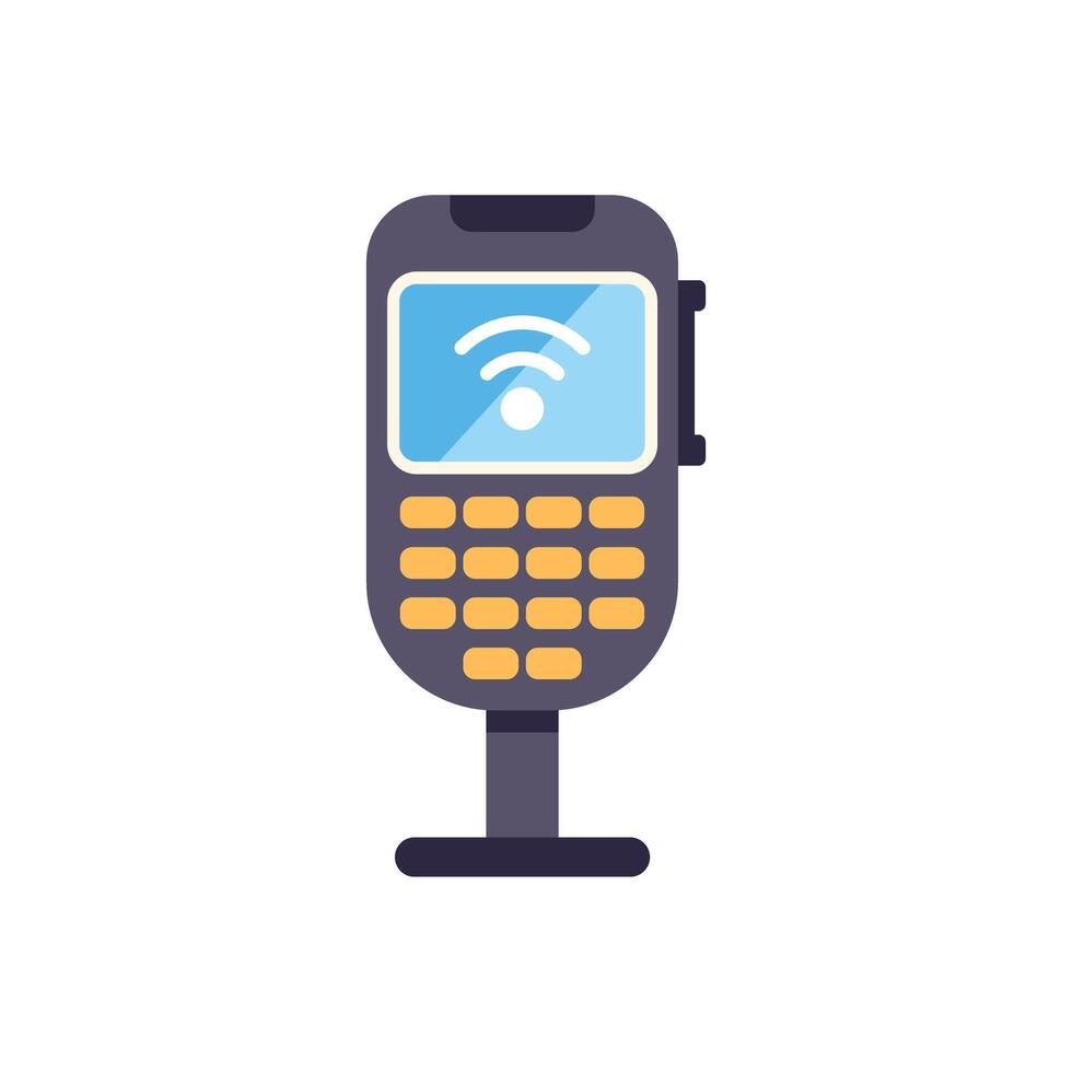 Wireless pos terminal showing wifi connection for contactless payment vector