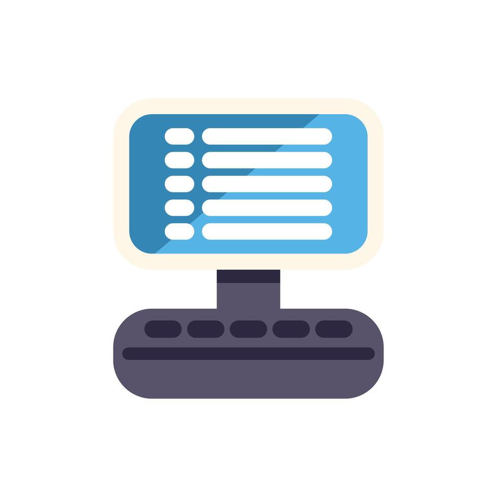 Desktop computer displaying a list on its screen vector