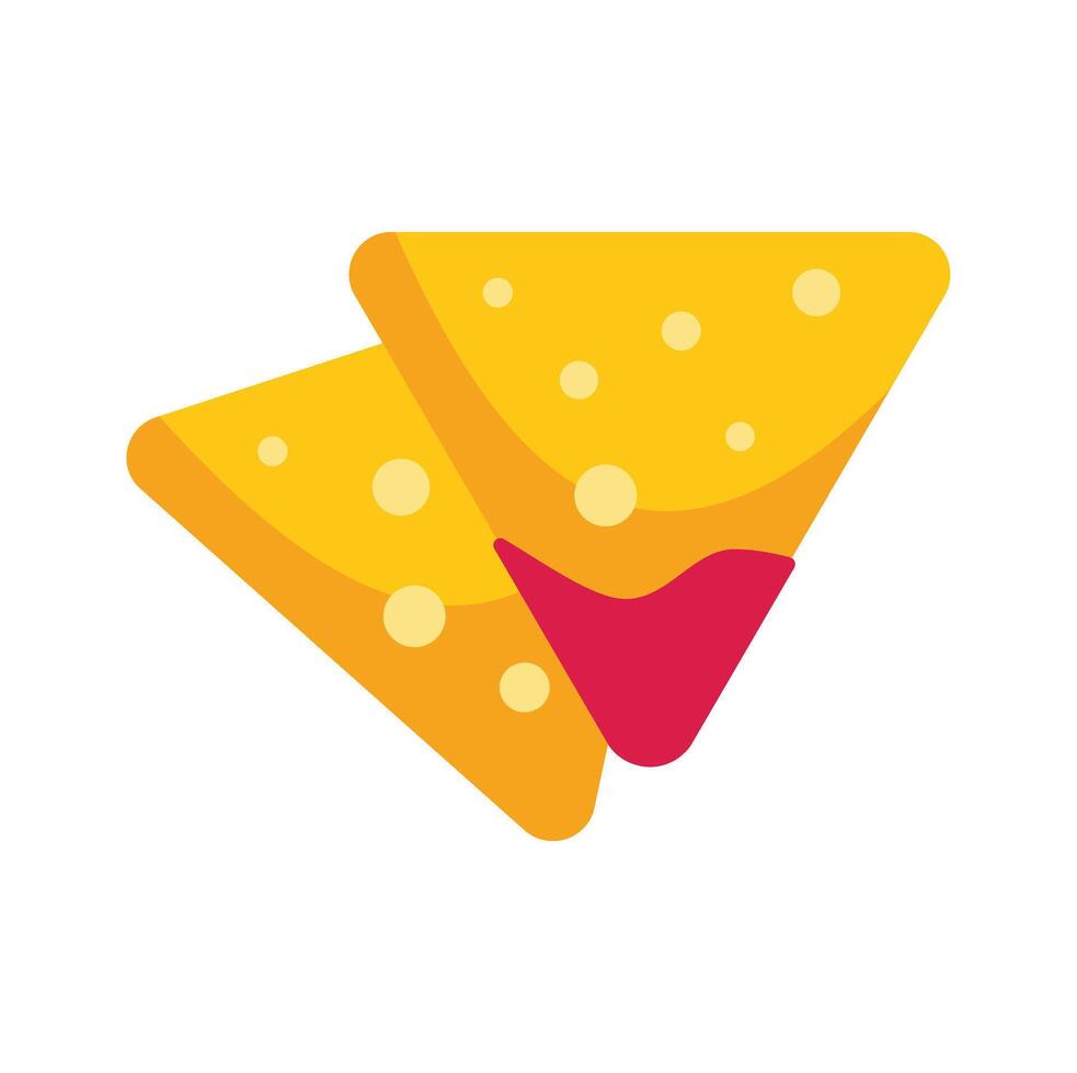 Two crispy tortilla chips dipping in hot sauce vector