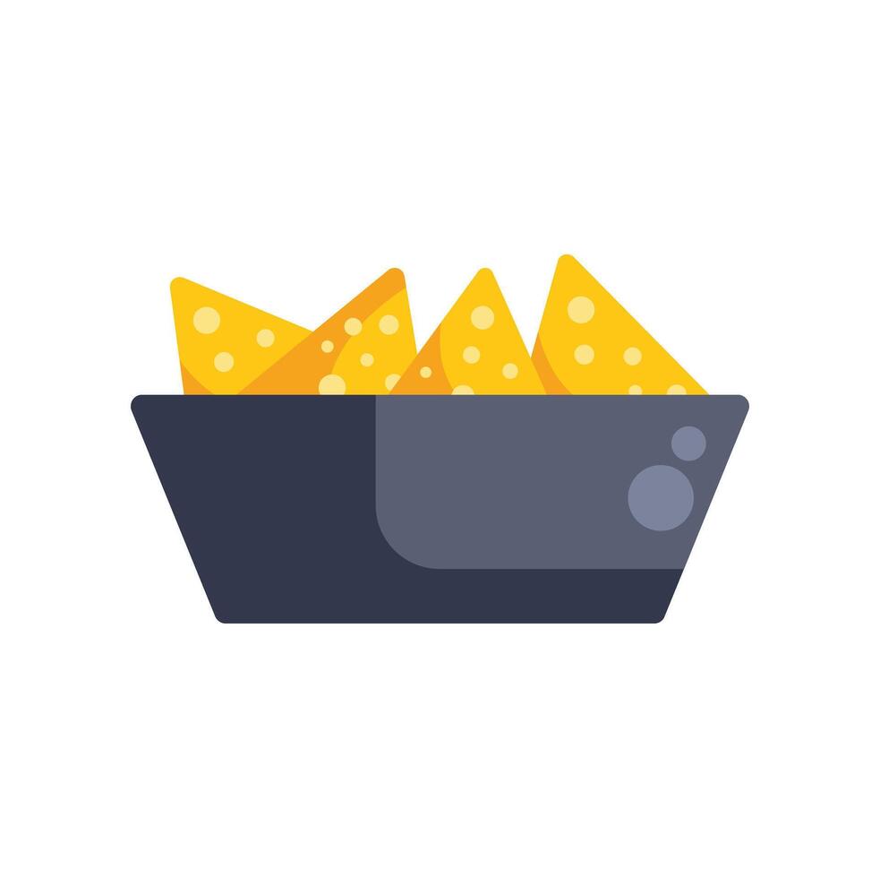 Bowl overflowing with crunchy golden nachos illustration vector