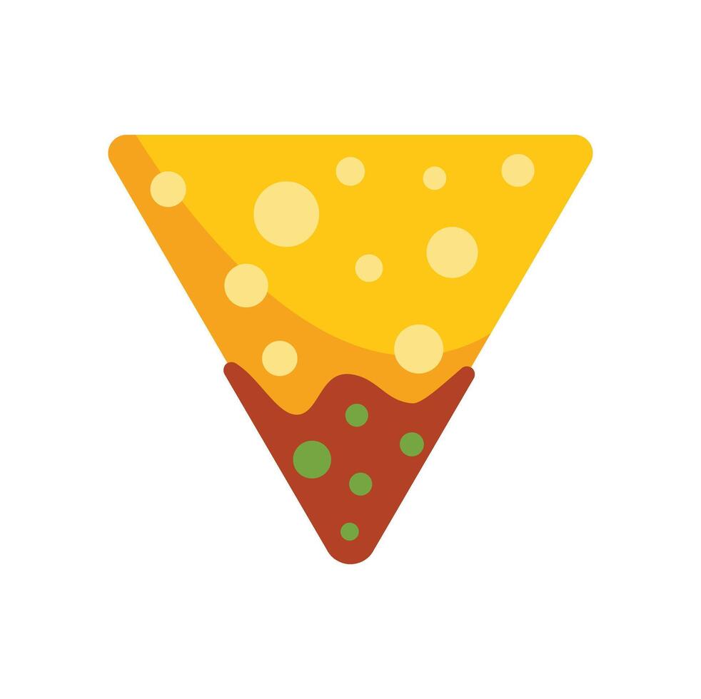 Delicious nachos with cheese and guacamole dipping sauce illustration vector