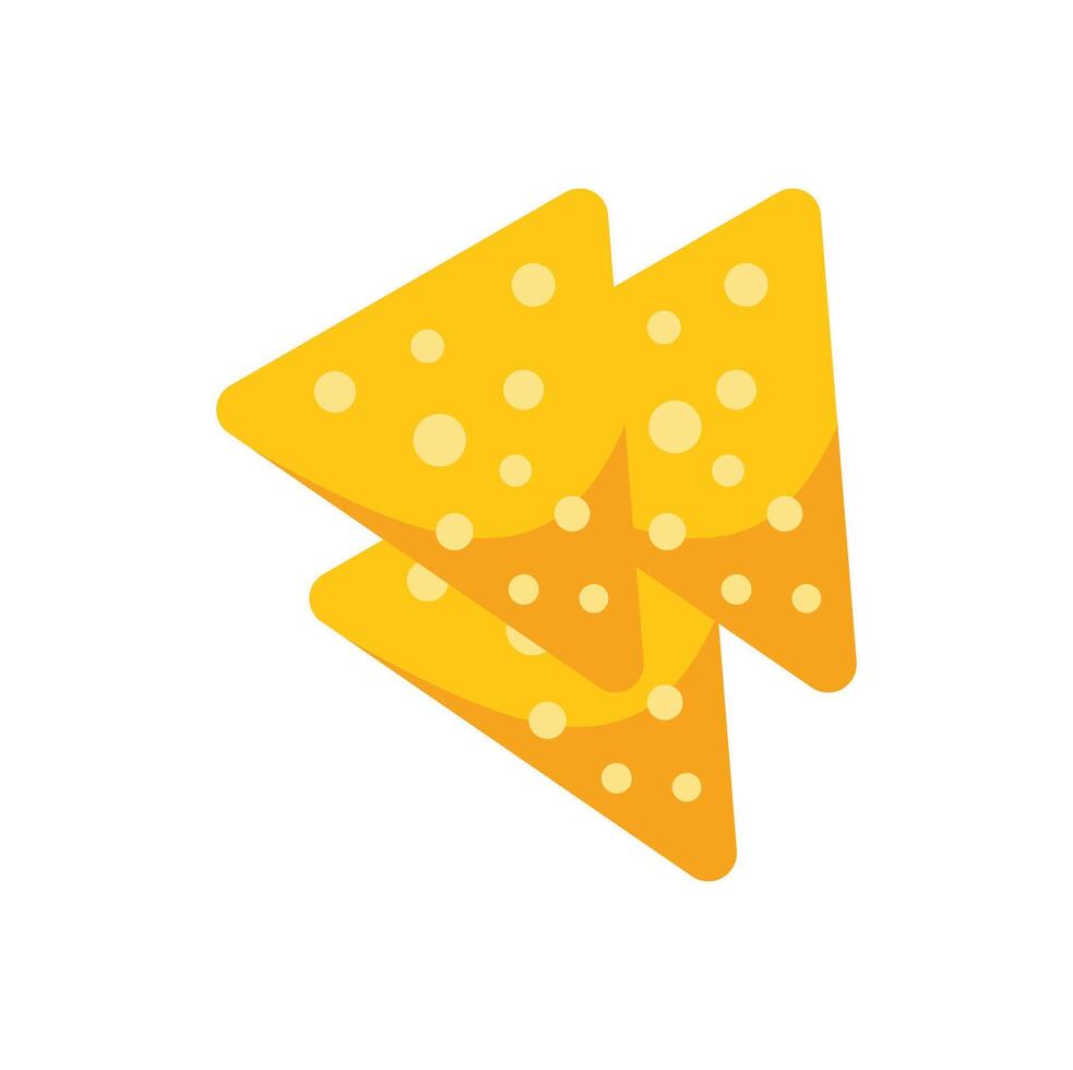 Two nachos chips are piled on top of each other forming an appetizer vector