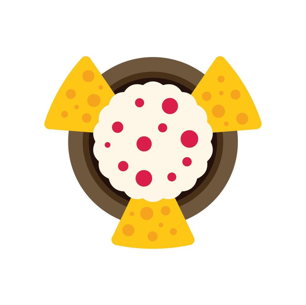Bowl of salsa dip surrounded by tortilla chips vector