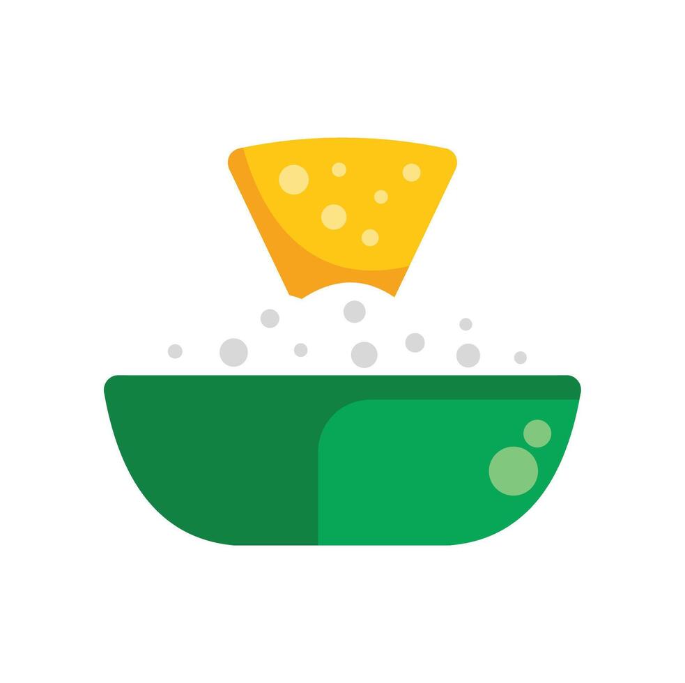Grated cheese falling into green bowl icon vector