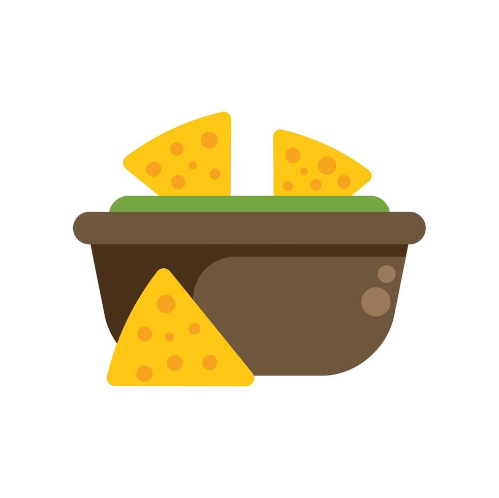 Bowl of guacamole dip with tortilla chips isolated on white background vector