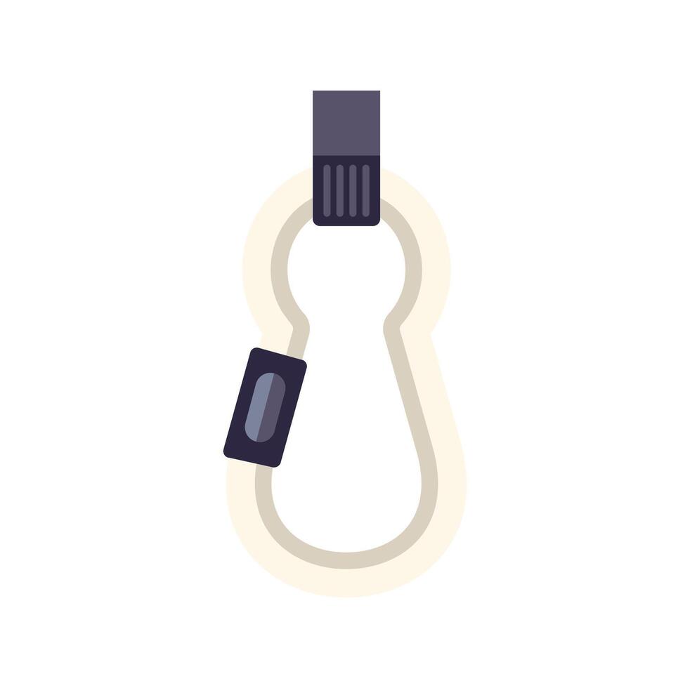 White metal carabiner for climbing or hiking on white background vector