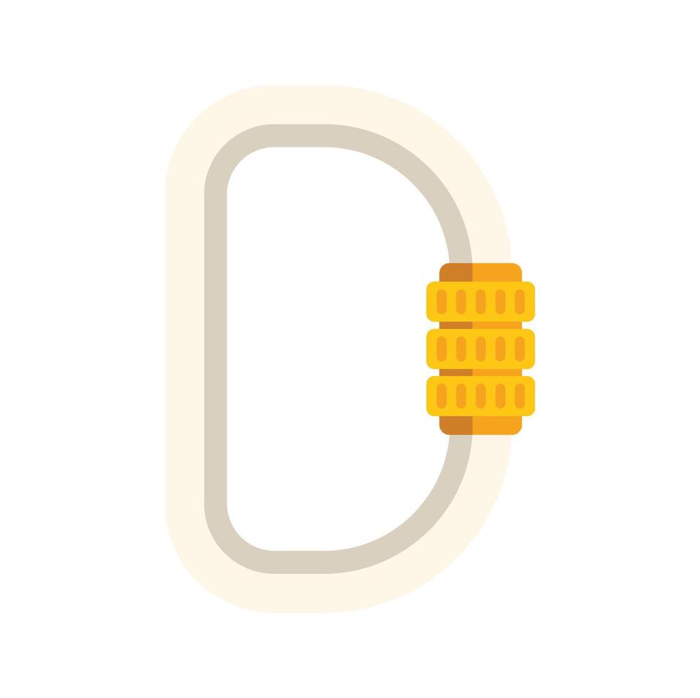 Climbing gear locking carabiner for safe rock climbing activities vector