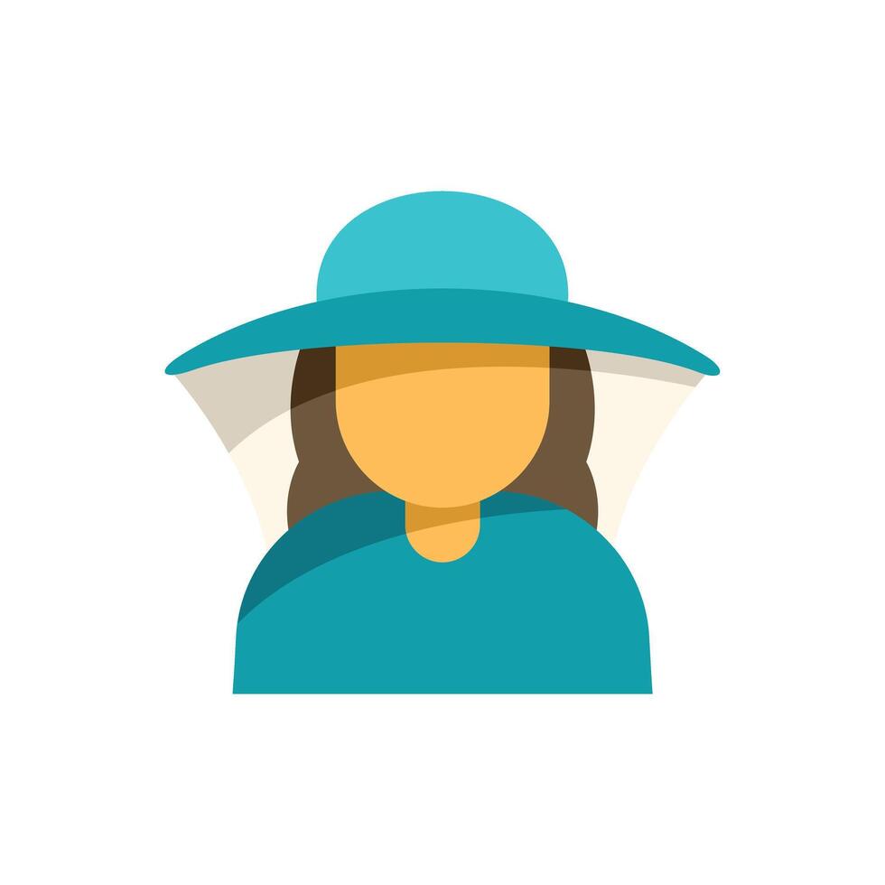 Woman wearing a beekeeping suit and hat is smiling vector