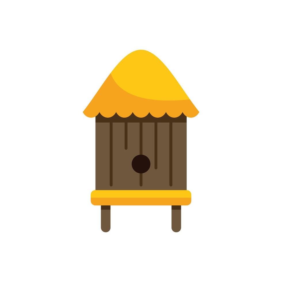 Wooden beehive with yellow roof standing on legs icon illustration vector