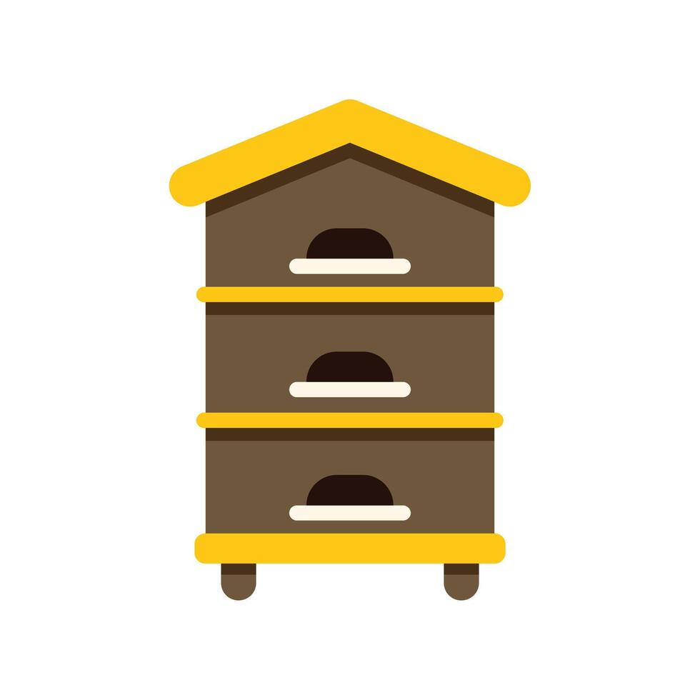 Wooden beehive for producing honey standing on white background vector