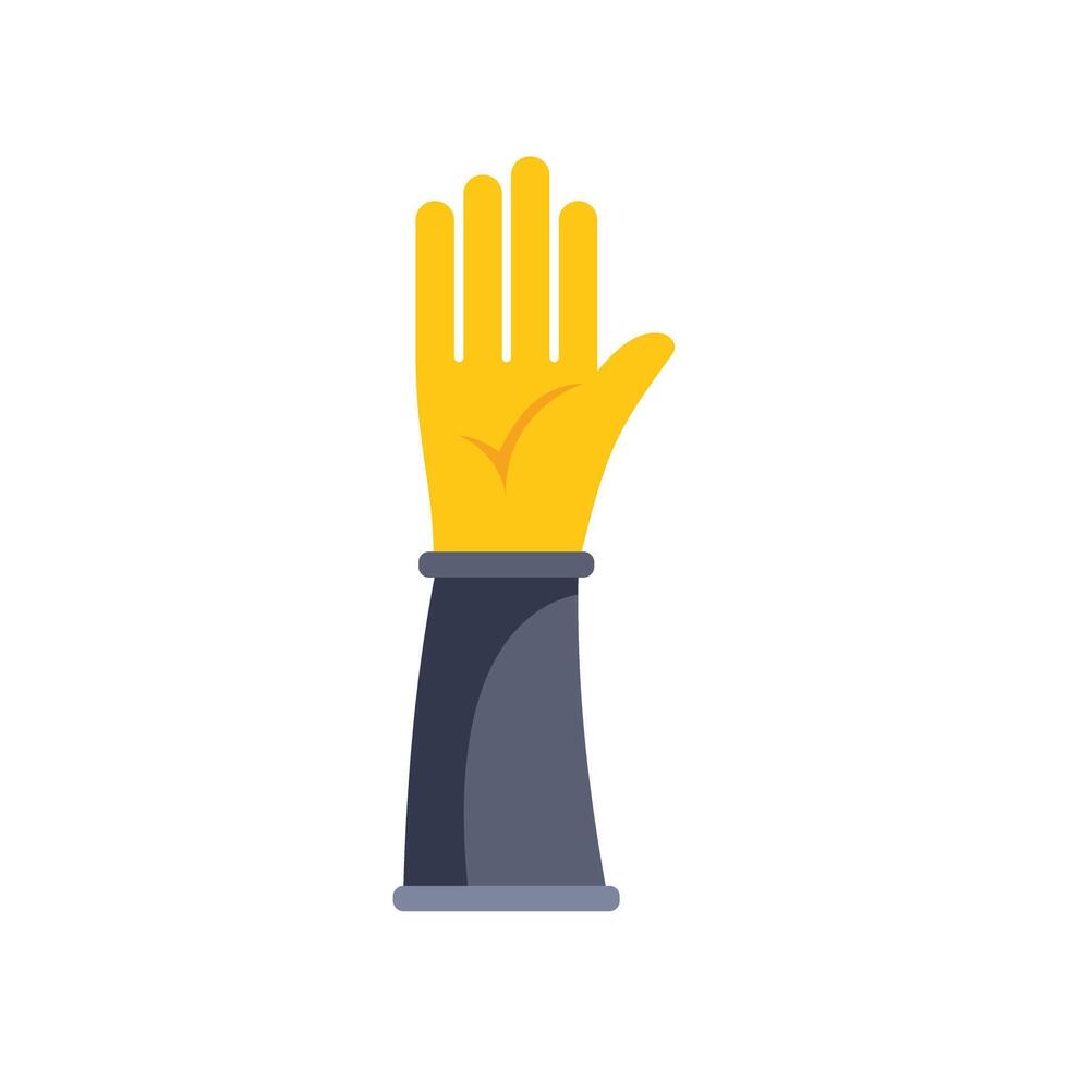 Hand wearing protective glove showing number five gesture vector