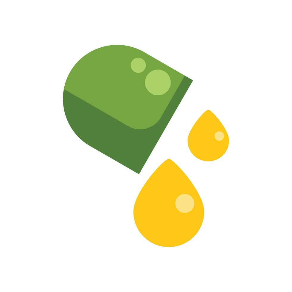 Green capsule pill pouring out yellow liquid medicine vector