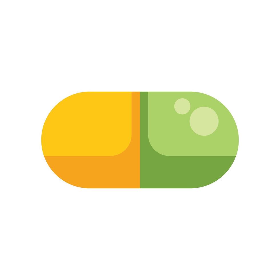 Green and yellow pill icon representing healthcare and medicine vector
