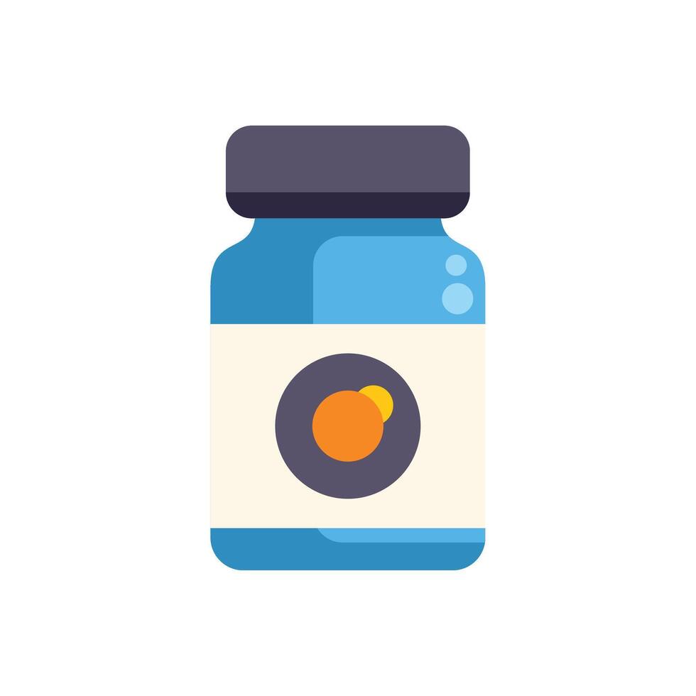 Blue medicine bottle with blank label for pharmaceuticals or vitamins vector