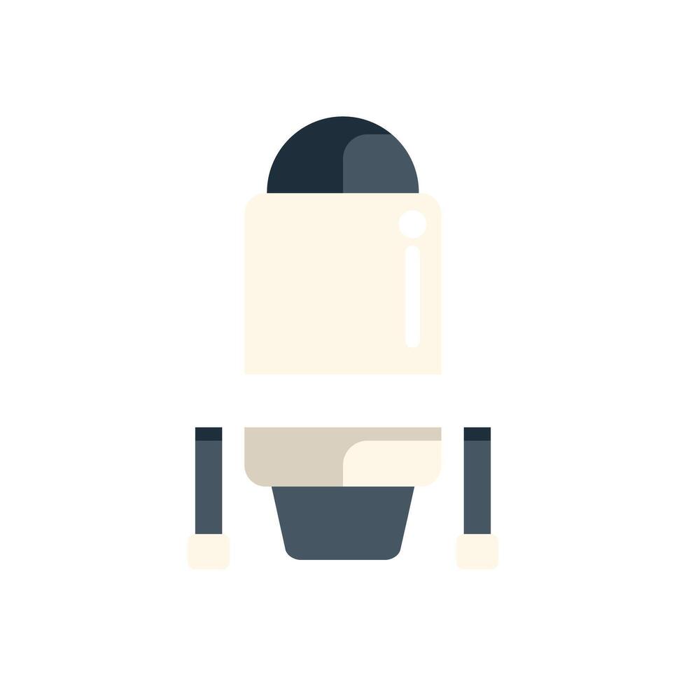 Cute robot standing and looking around modern technologies flat illustration vector