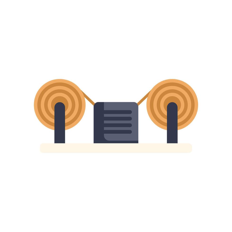 Mechanical device with rotating wheels connected by string illustration vector