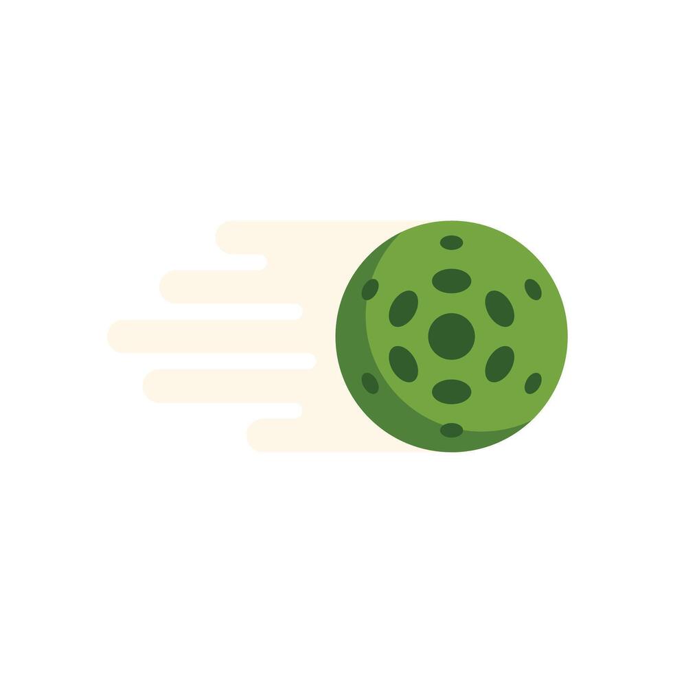 Green alien planet moving fast leaving dust cloud vector