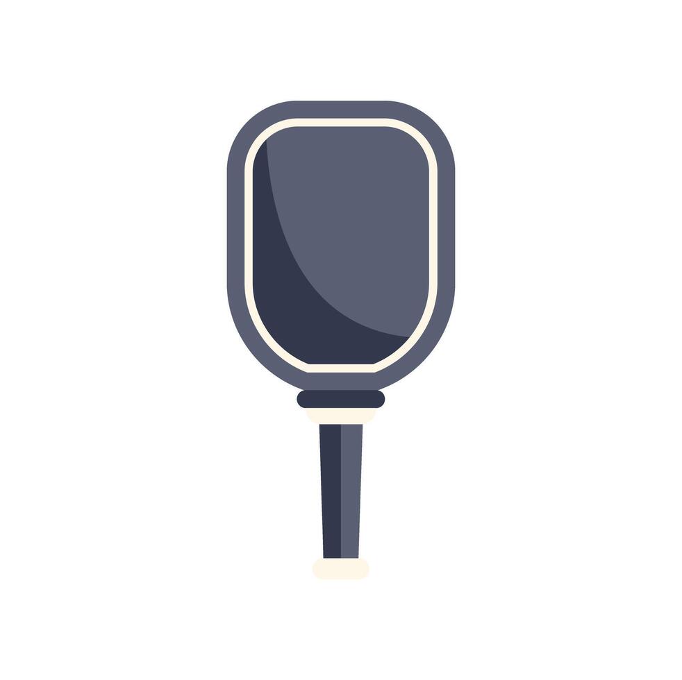 Hand mirror with black oval reflecting surface and wooden handle vector