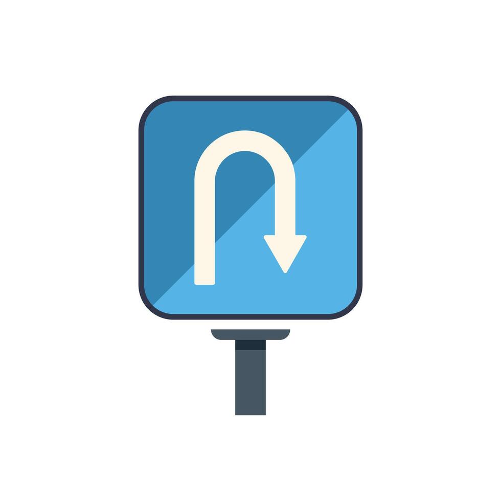 Blue u turn sign indicating a change of direction vector