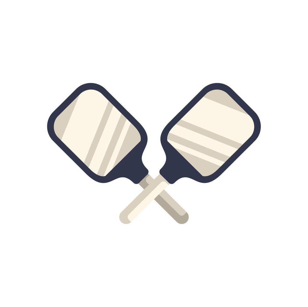 Two pickleball rackets crossing in the middle with white background vector
