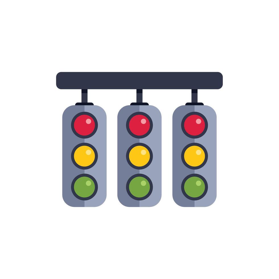 Traffic light system signaling start of car race vector