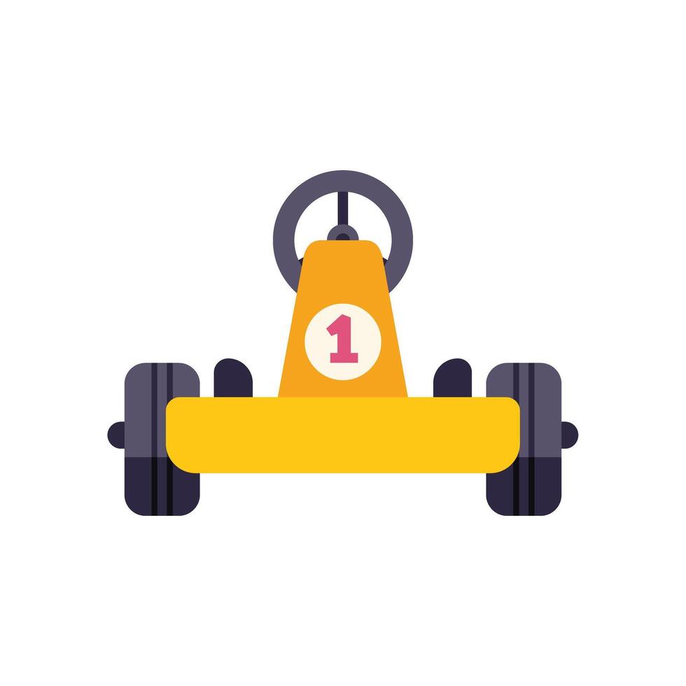 Yellow go kart racing number one front view vector